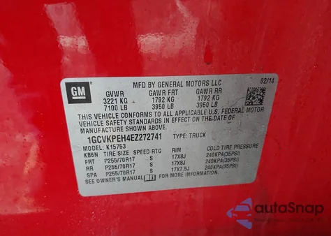 2014 Chevrolet Silverado 1500 Work Truck 1Wt from USA, damaged, VIN 1GCVKPEH4EZ272741